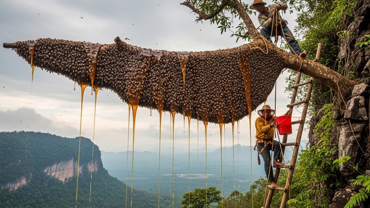 600-Meter Tree Ascent to Collect Giant Honeycombs