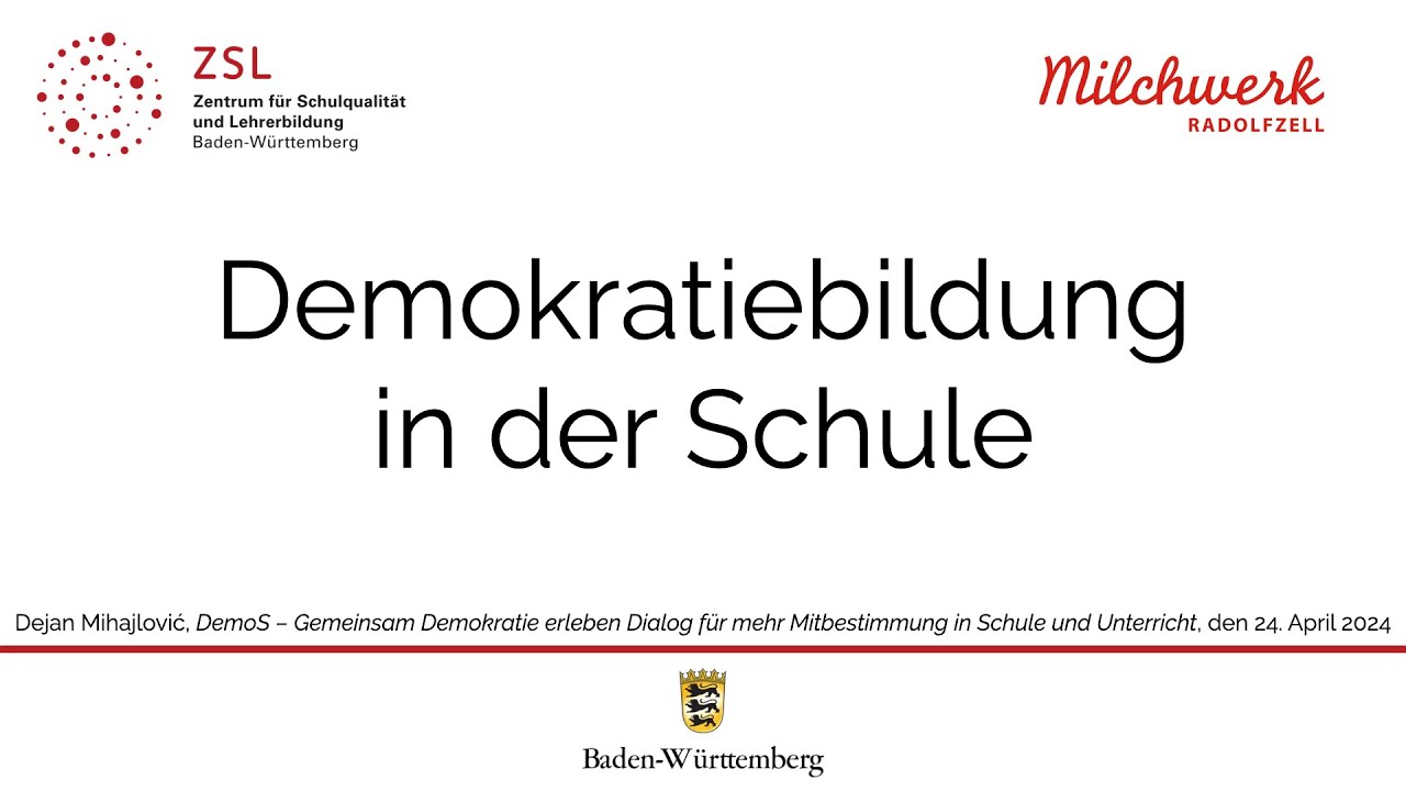 Vortragsreihe DemoS – Demokratiebildung in der Schule