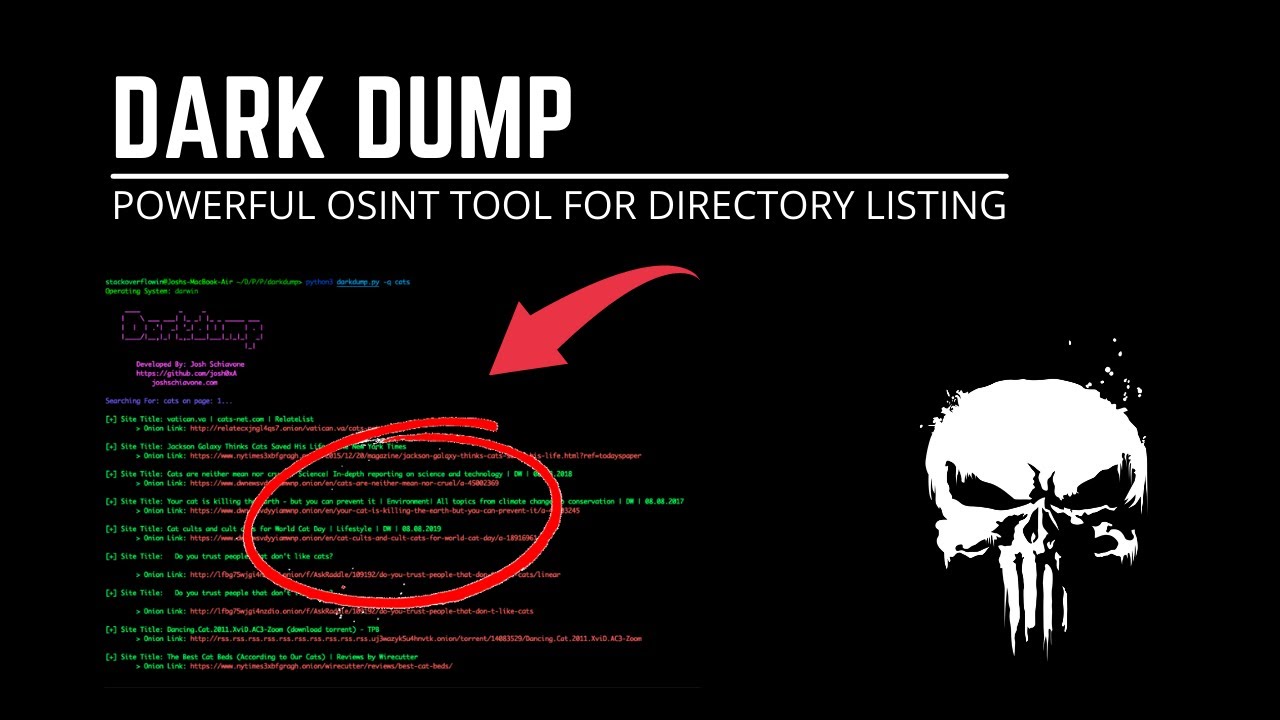 List Onion Directories and OSINT Investigation using Dark Dump