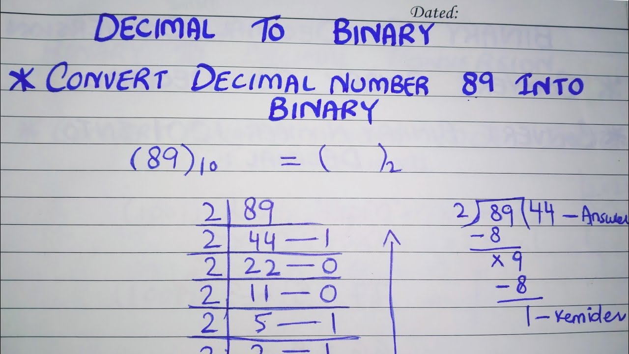 Decimal to Binary conversion | how we convert decimal numbers into binary  numbers in urdu and hindi