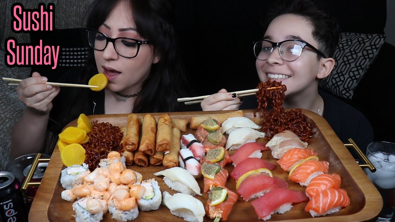 SUSHI, NIGIRI, AND RAMEN MUKBANG | EATING SHOW