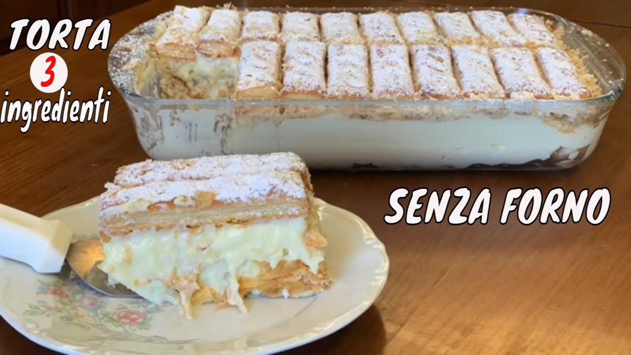 TORTA 3 INGREDIENTI SENZA FORNO FACILE  VELOCE GOLOSA