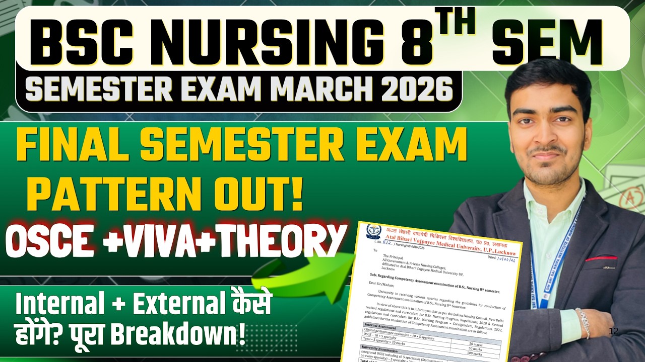 BSC Nursing 8th Semester Final Exam 2026 &ndash; Complete Pattern Breakdown! Practical+OSCE +VIVA+THEORY |