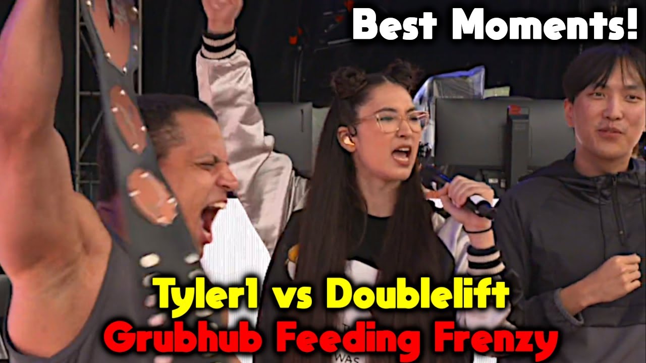 Tyler1 The Best Moments of Grubhub Feeding Frenzy Tyler1 vs Doublelift with Live Chat