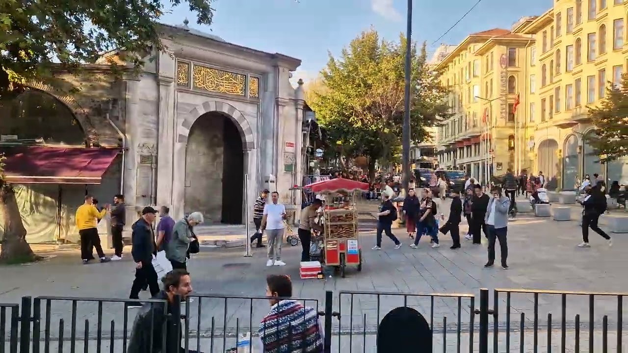 Istanbul - driving with the tram from Aksaray to Grand Bazaar