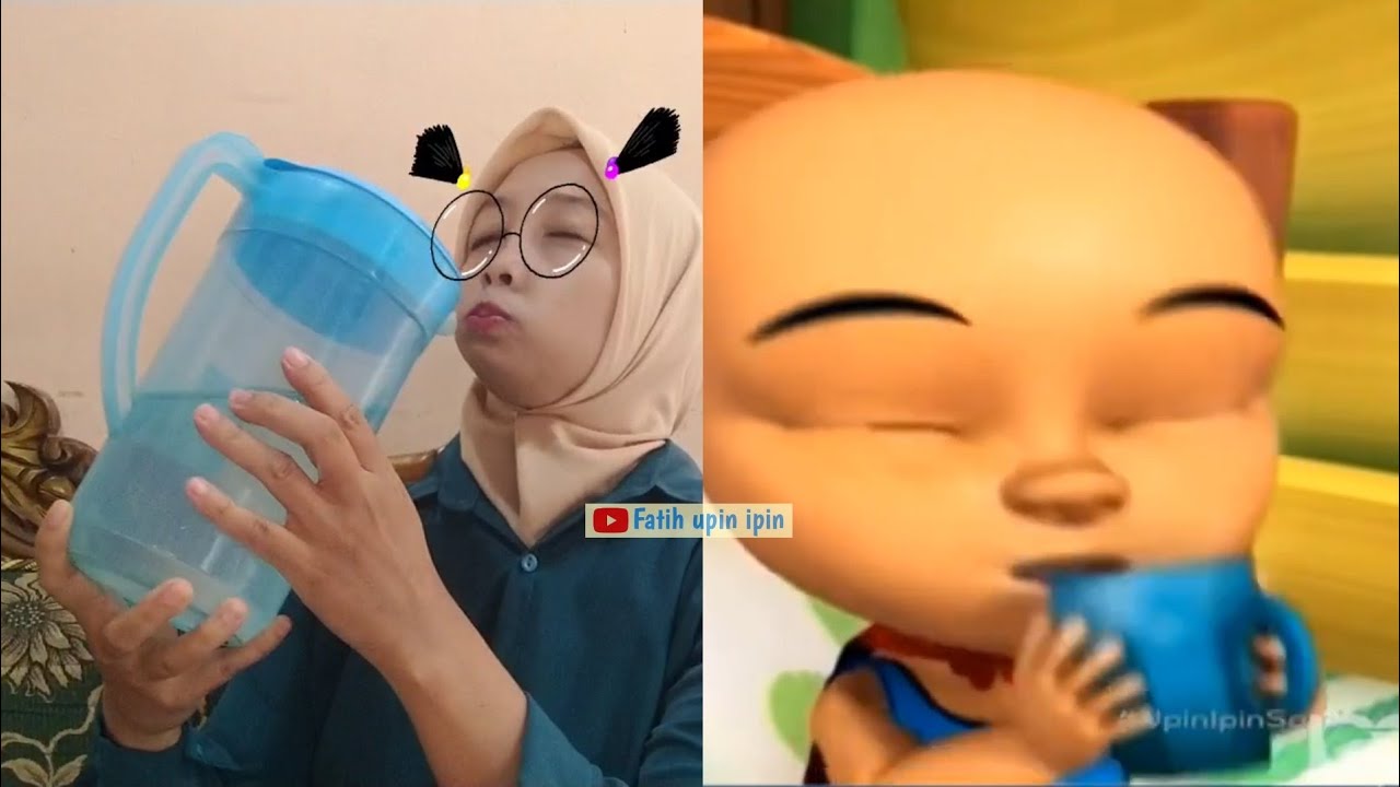 Tiru upin ipin minum susu karena jatuh dari tangga