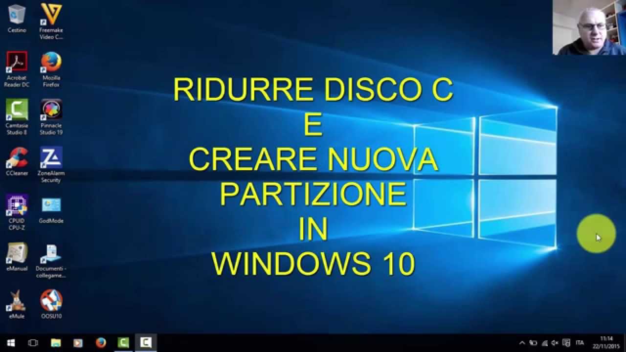 RIDURRE DISCO C E CREARE NUOVA PARTIZIONE in WINDOWS 10 ASUS X554LA-XO1236D