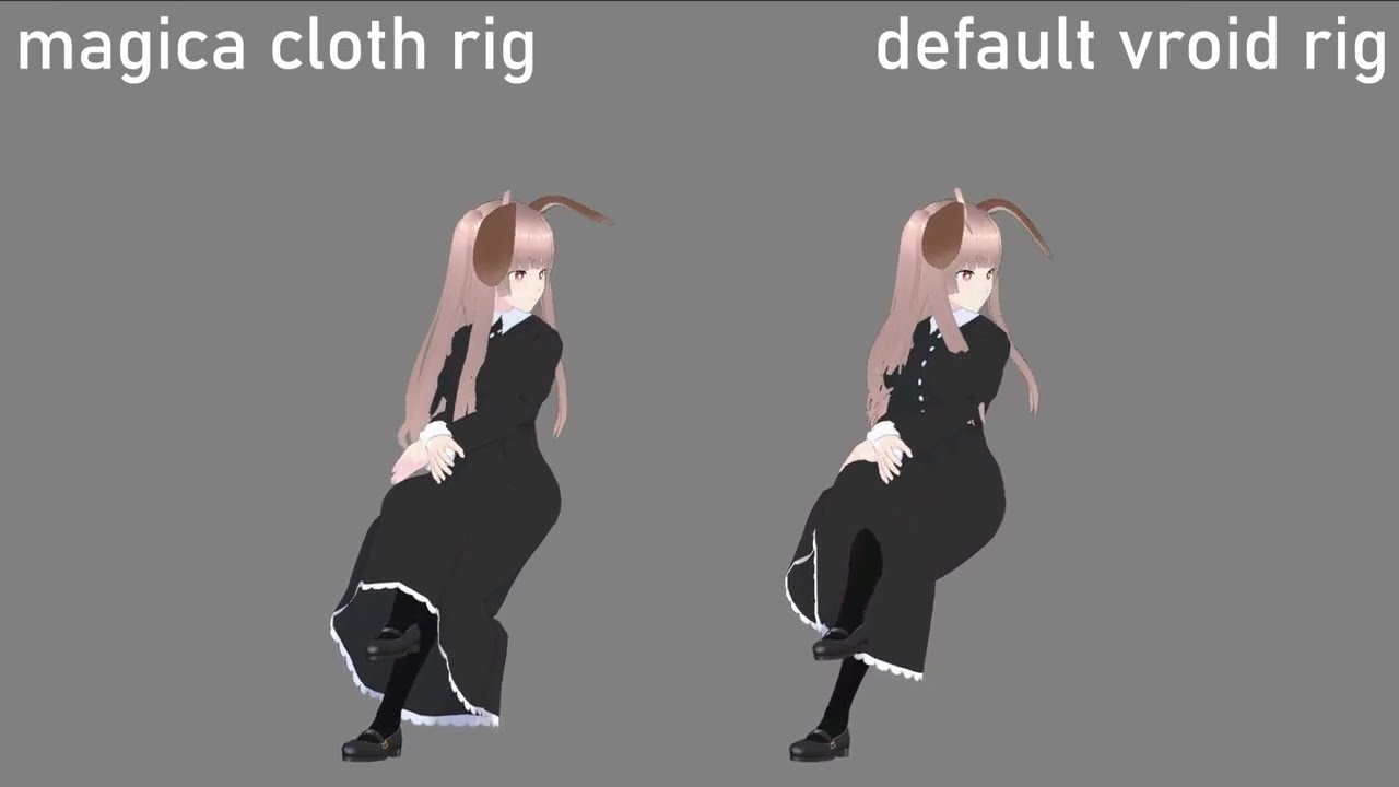 Magica Cloth Rigging vs. Default Vroid Rigging