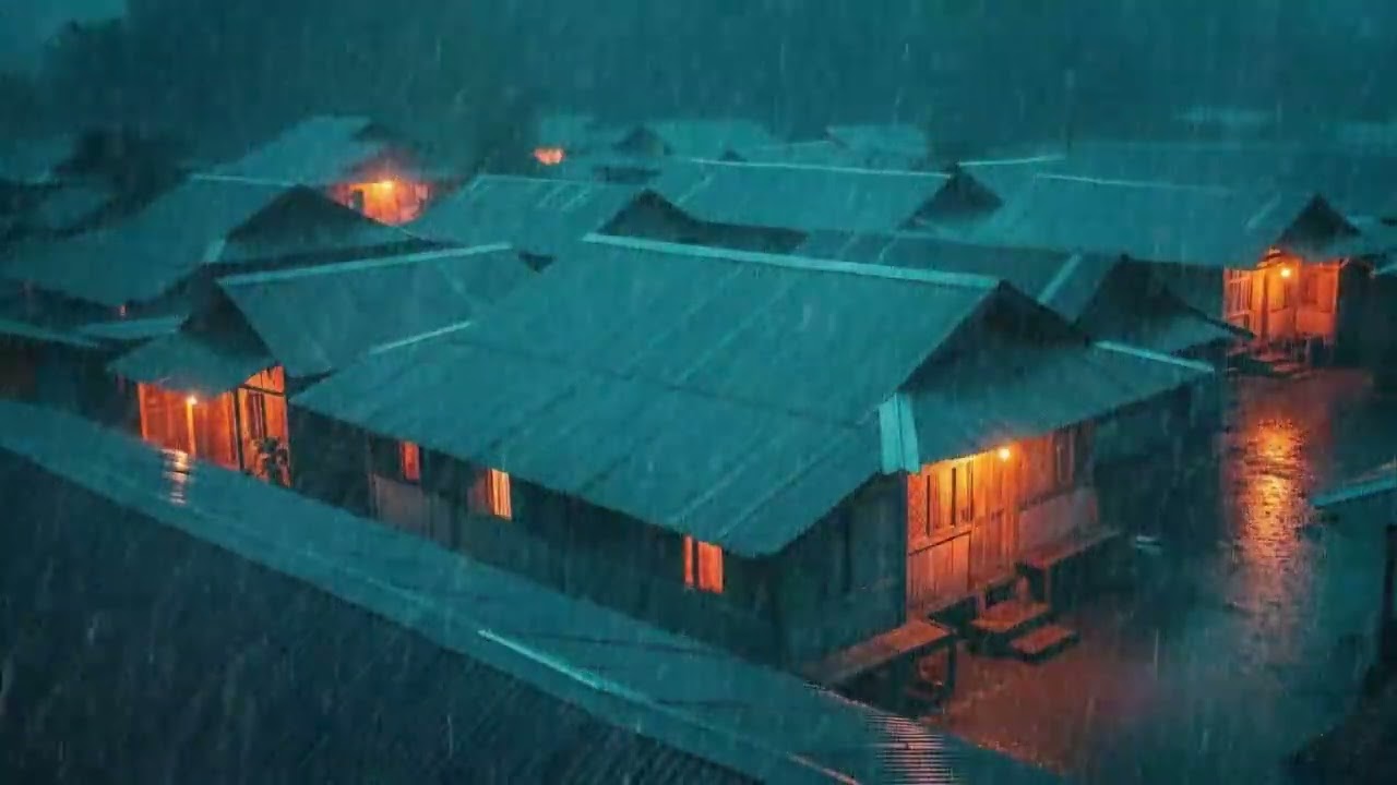 No Ads Rain Sounds for Sleeping – ASMR Tin Roof Rain & Distant Thunder for Calm Nights