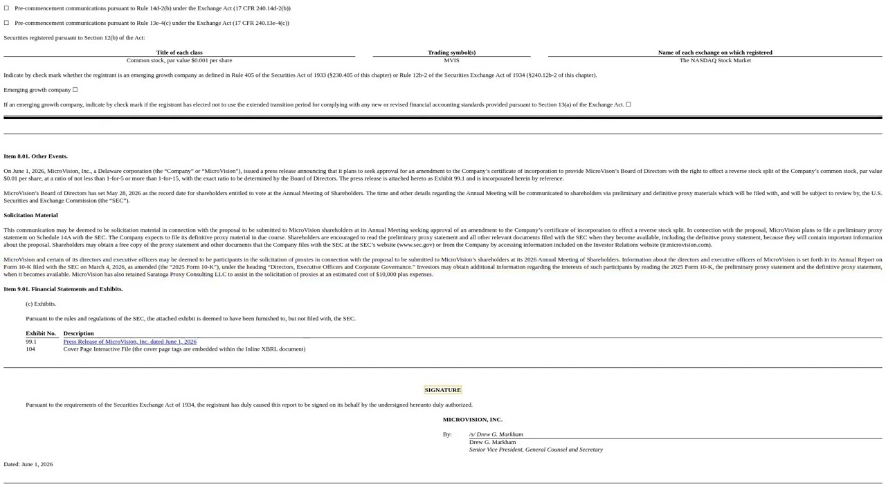 MVIS Reverse Stock Split: My Take on the 8-K