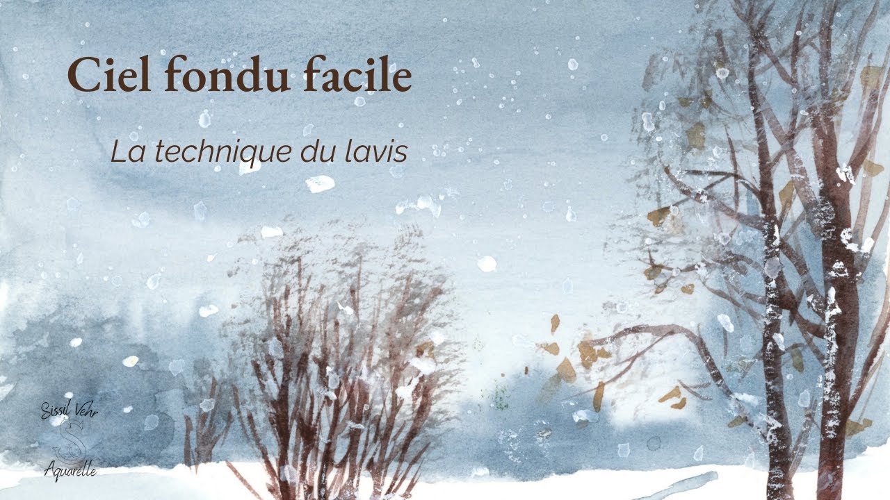 Aquarelle d’hiver : poser un ciel doux et fondu avec un lavis maîtrisé