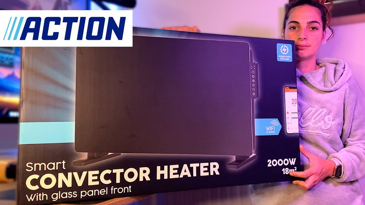 Convecteur intelligent avec panneau en verre , chez ACTION compatible avec smart connect