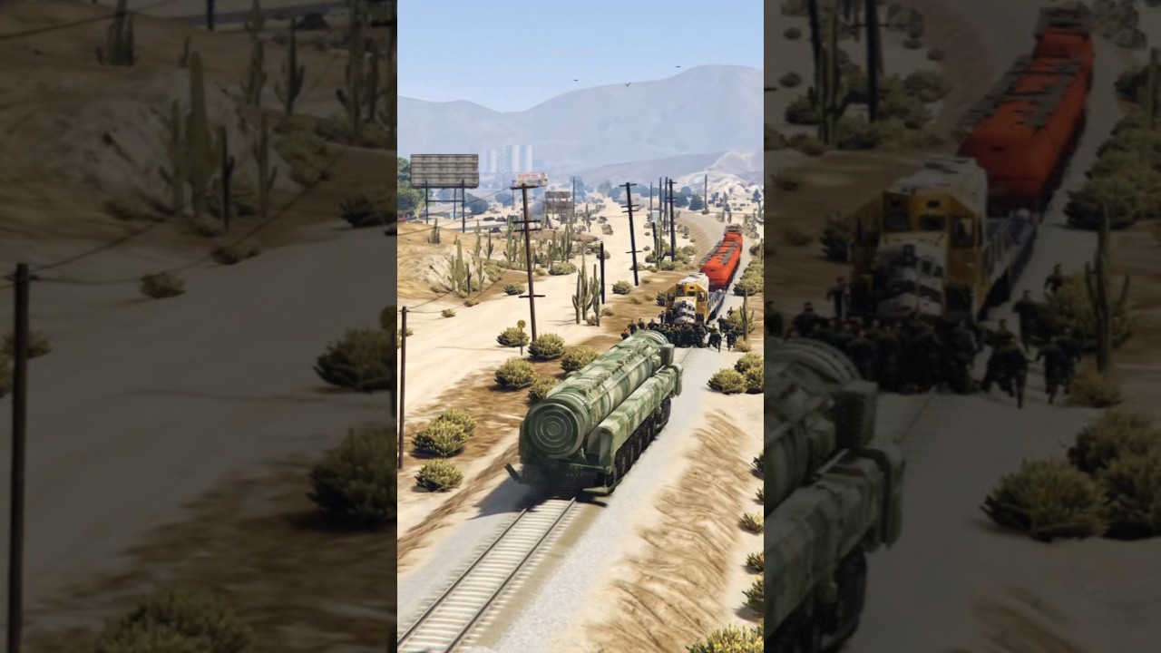Iranian Army Launches a Massive Missile Strike on American Military Train &ndash; GTA 5 #Military #Strike