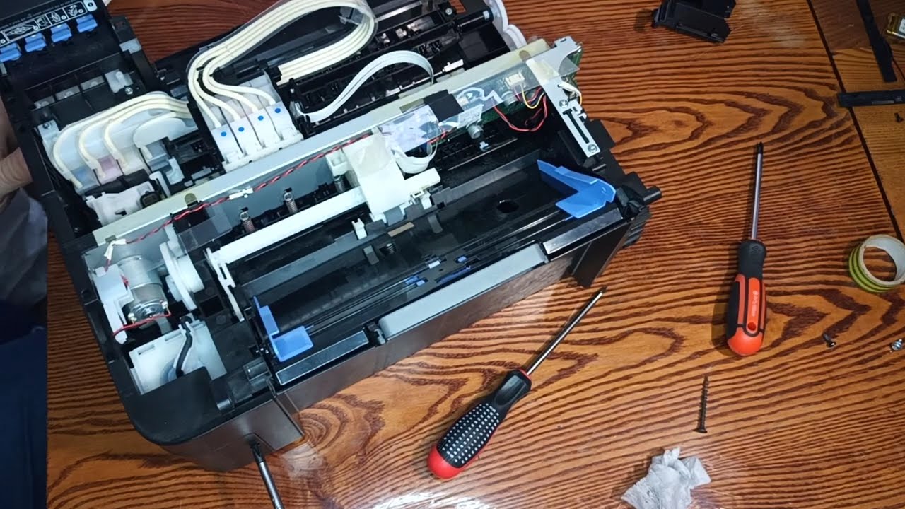 Сборка принтера Epson L3250 после решения ошибки 034004 и тестирование
