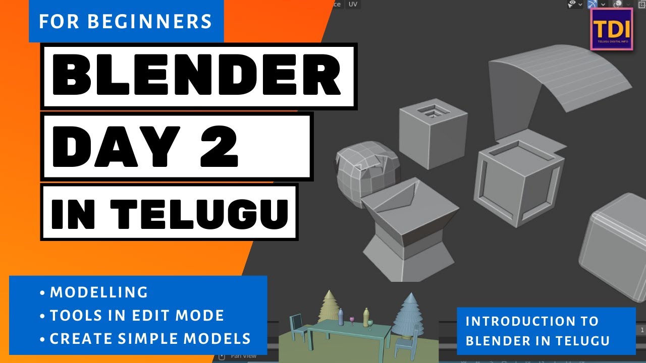 Blender Basics In Telugu Day 2 -  Edit mode & Tools In Edit Mode | Blender Tutorials In Telugu