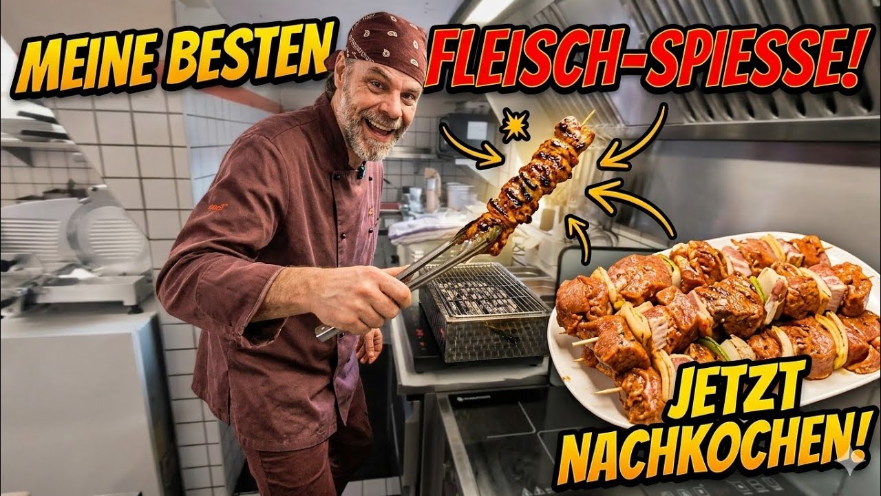 Weihnachtsmarkt-Schaschlik Geheimrezept 🔥 Saftige Schaschlikspieße wie vom Imbiss – mit Schmor-Soße!