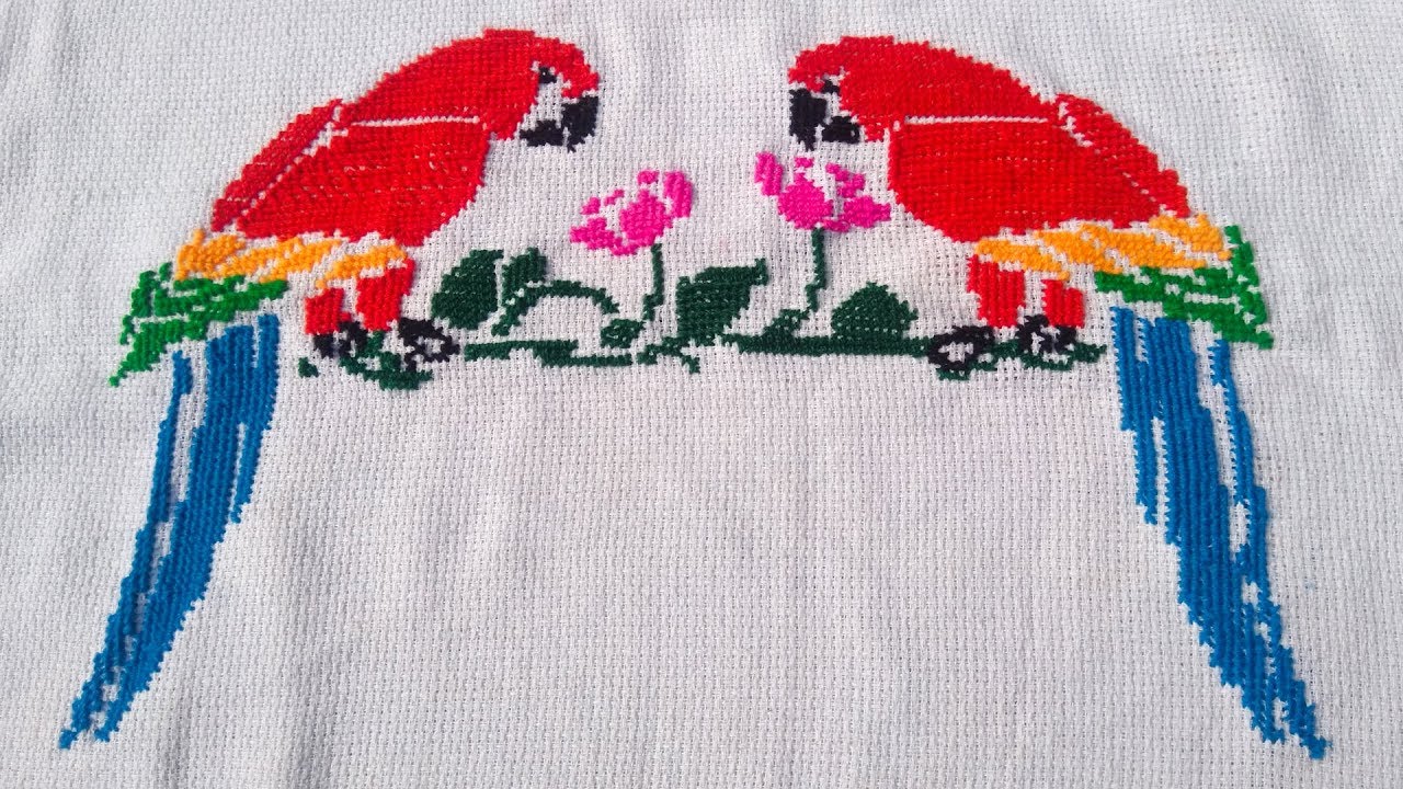 Parrot design On Dusuti Fabric in Hindi.