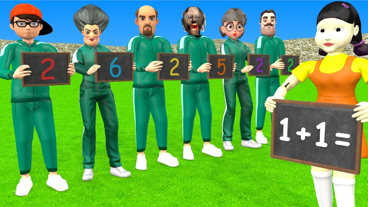 Scary Teacher 3D vs Squid Game Become Math Genius vs Wooden Jump Up 5 Times Challenge Who's Boss ?