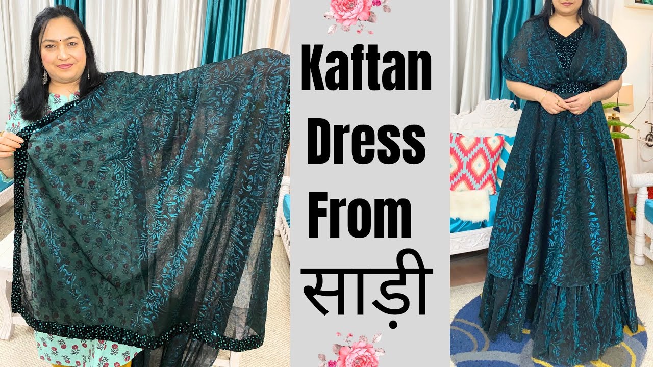Designer Gown cutting and stitching|Long kaftan Dress|Reuse Old Saree|Latest gown Design|Diys|ashiga