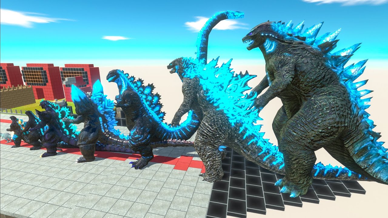 EVOLUTION of GODZILLA 2014 Ice Frostbite Size Comparison VS Team Red Titanus Red x Destoroyah