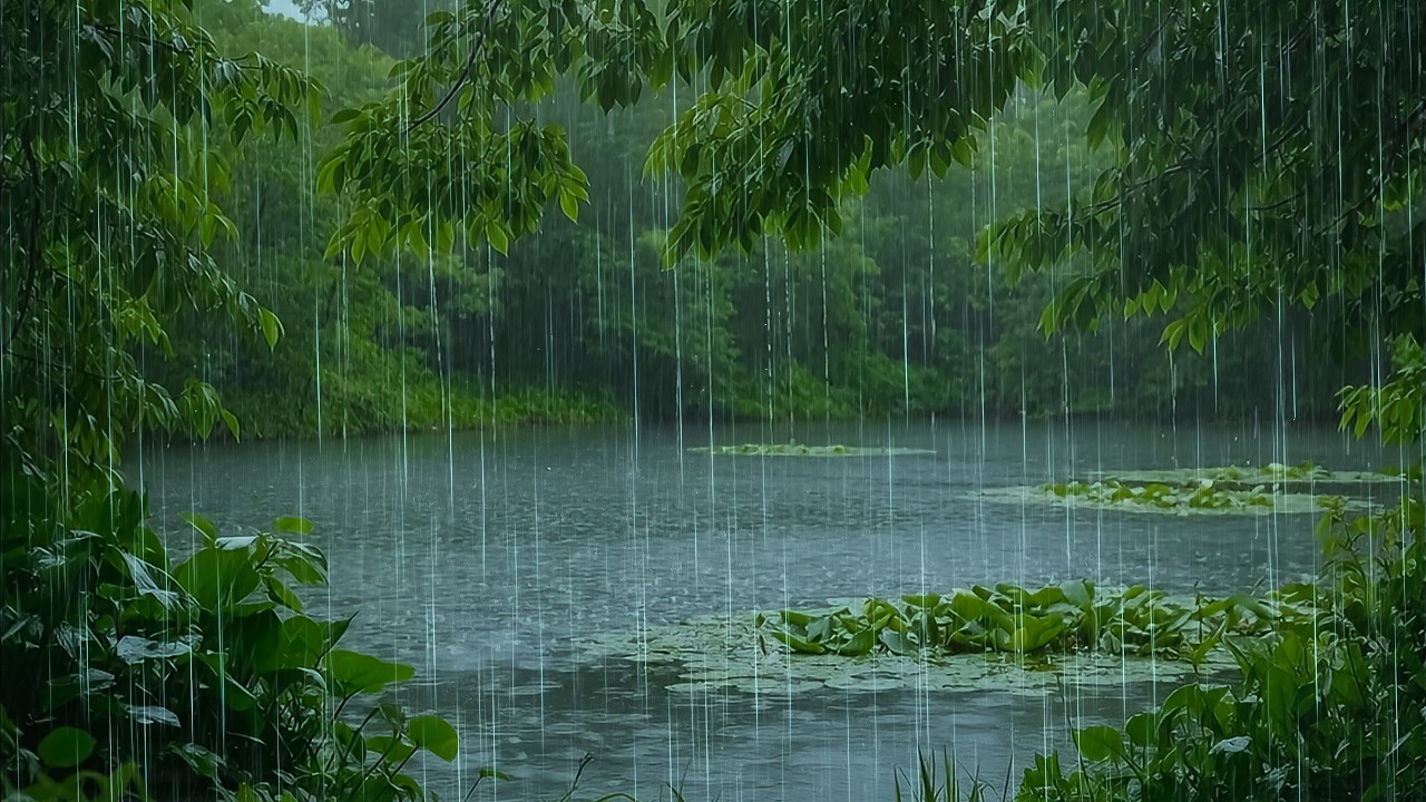 Heal Your Soul Tonight | Gentle Rain & Soft Thunder on Forest Lake | ASMR Forest Rain to Sleep