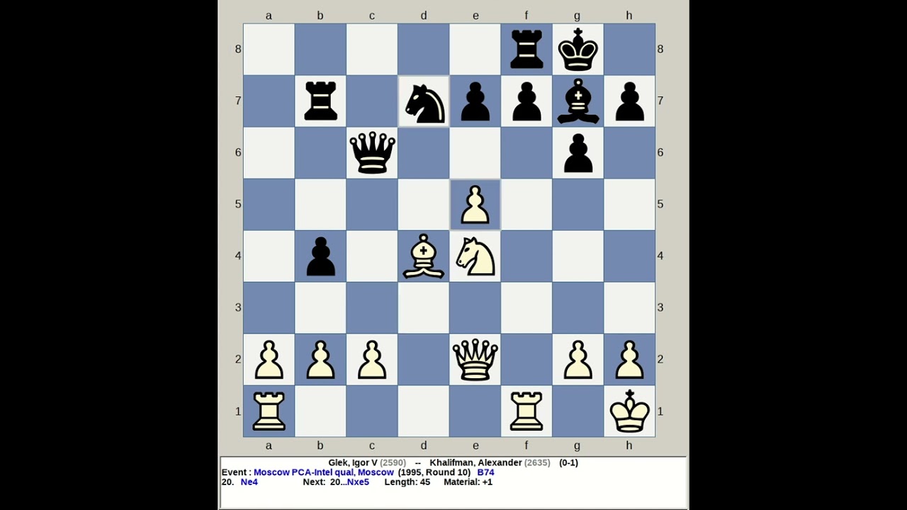 Glek, Igor V vs Khalifman, Alexander | Moscow PCA Intel Chess Qual 1995, Russia