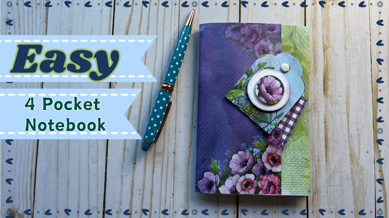 🌸 Easy 4 Pocket Notebook Using 3 Sheets Of 6x6 Paper 🌸 (Giveaway Ended) #beginnerjournal