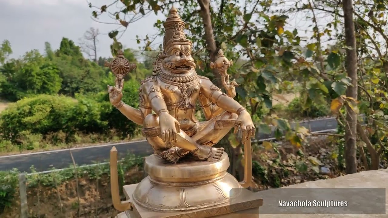 Yoga Narasimha Swamy Panchaloha Bronze Idol II Meditative Yogi posture - Handmade Workmanship
