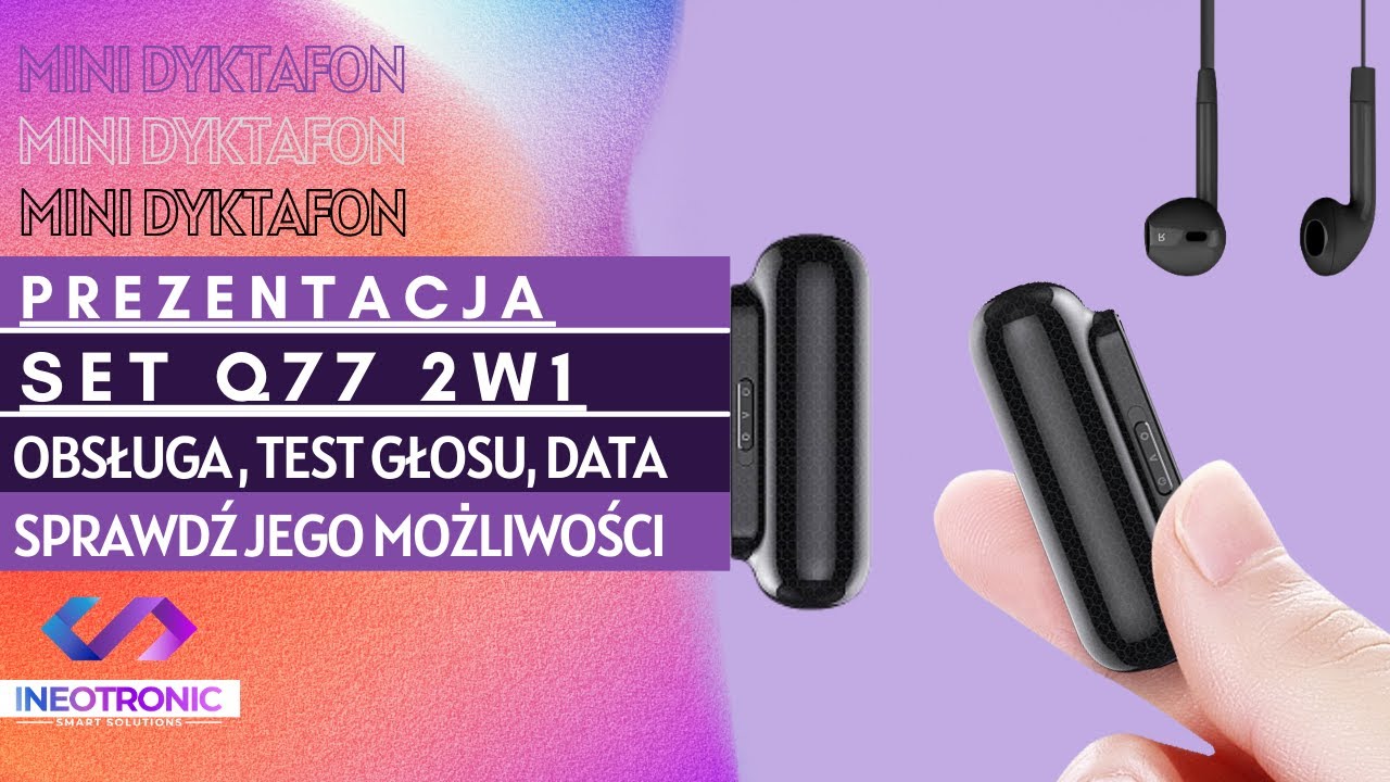 Q77 2W1 MINI DYKTAFON SZPIEGOWSKI - PREZENTACJA, TEST DŹWIĘKU I USTAWIENIE DATY - GOSPY.PL