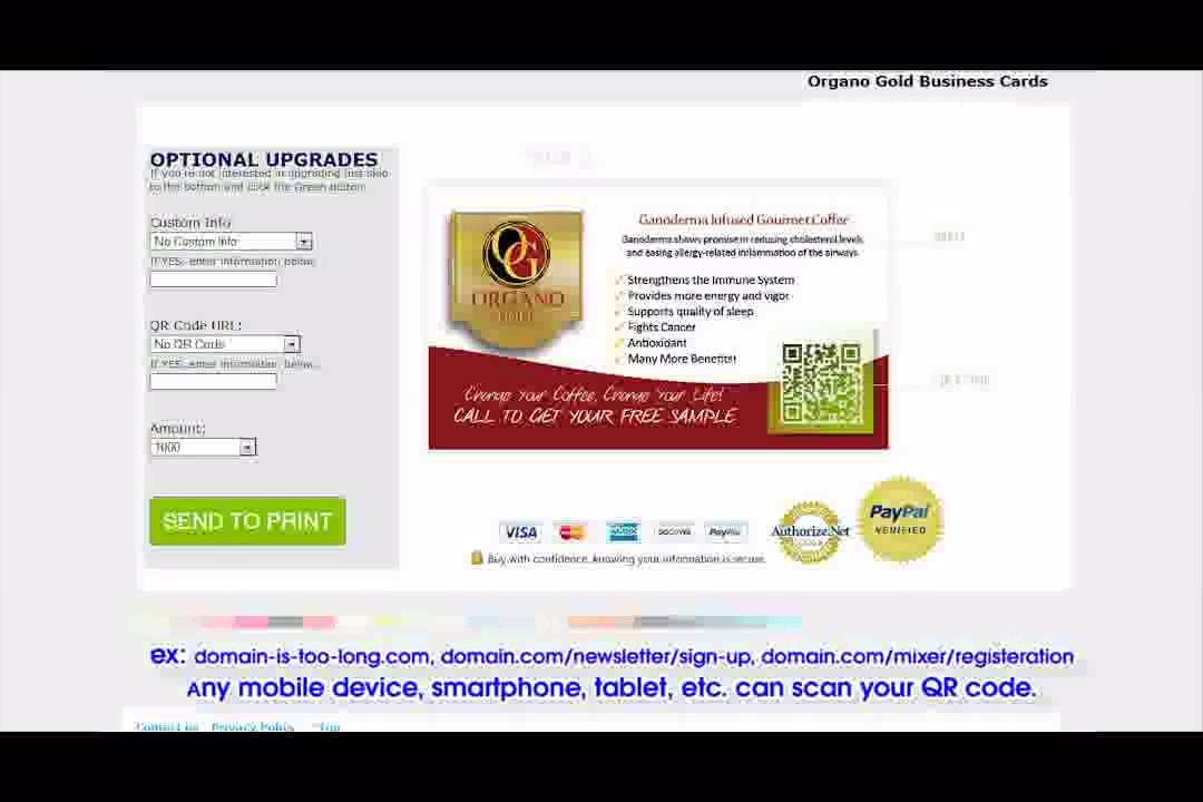 Optional Upgrades for Organo Gold Business Cards