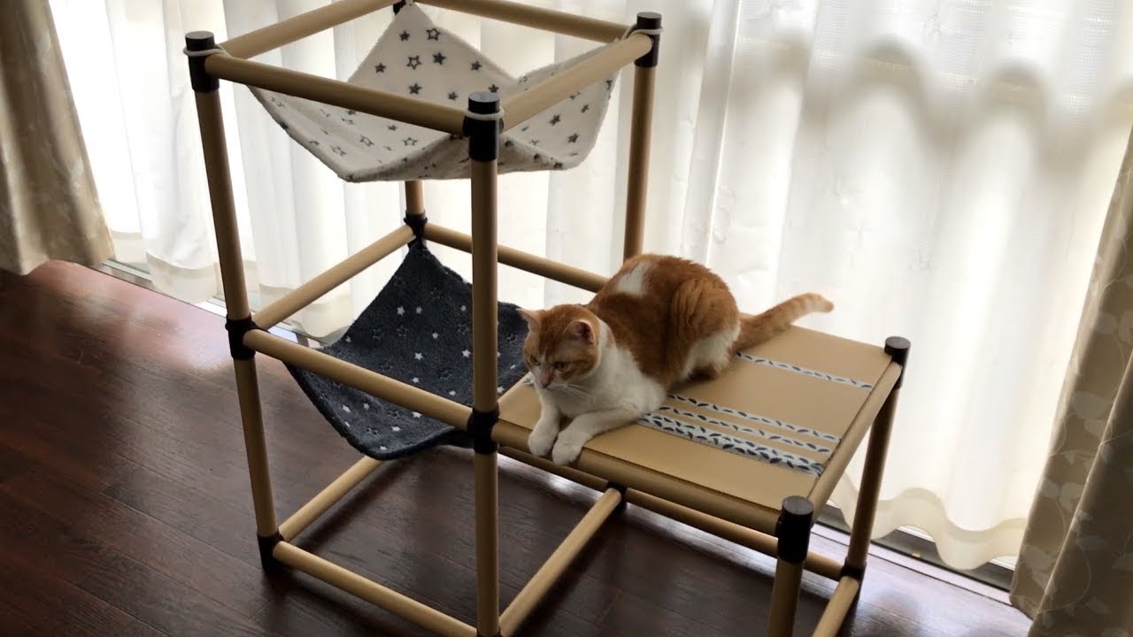 100均で猫のハンモックを作った