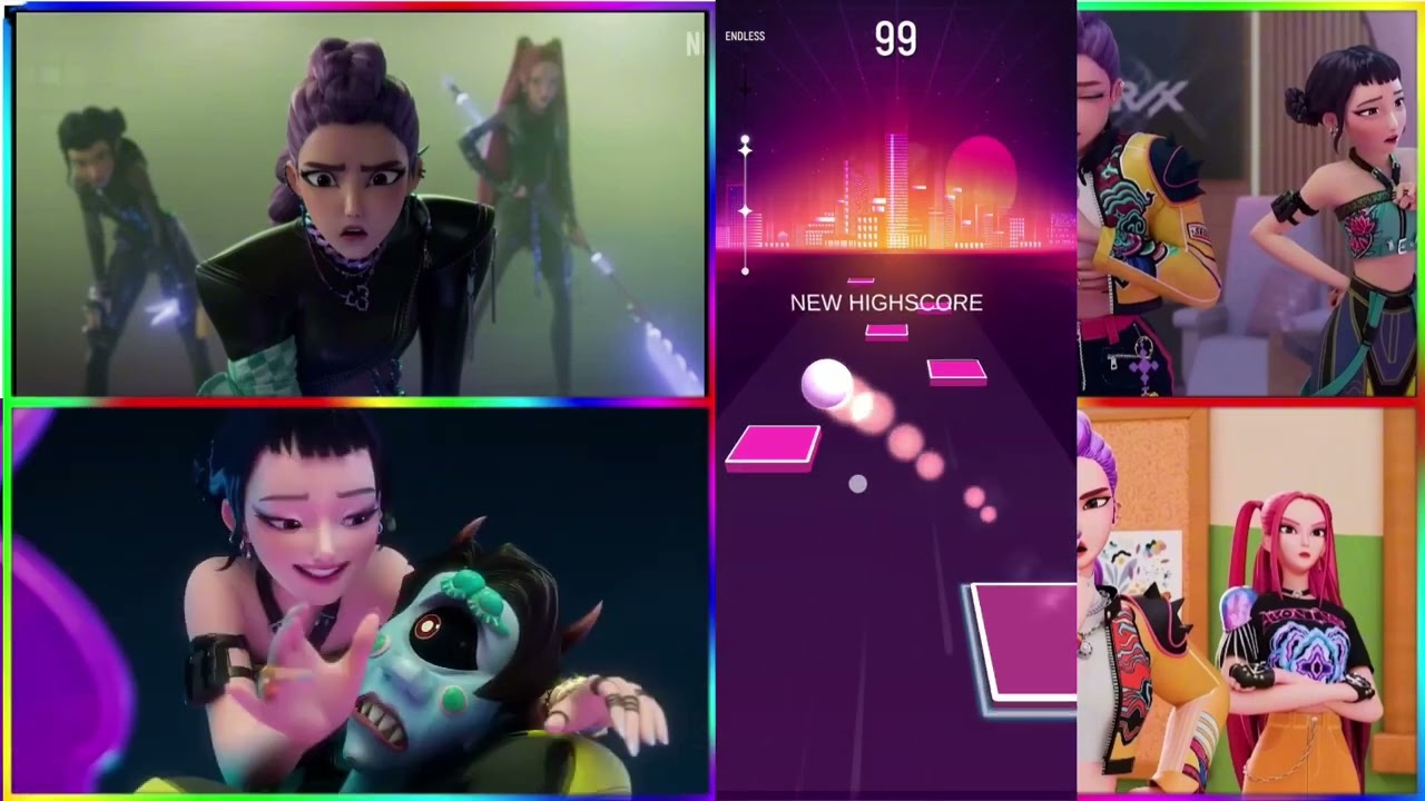 K-Pop Demon Hunters Golden 🆚 Soda Pop 🆚 Huntrix 🆚 Sigma Girl Coffin Dance Cover - Tiles Hop