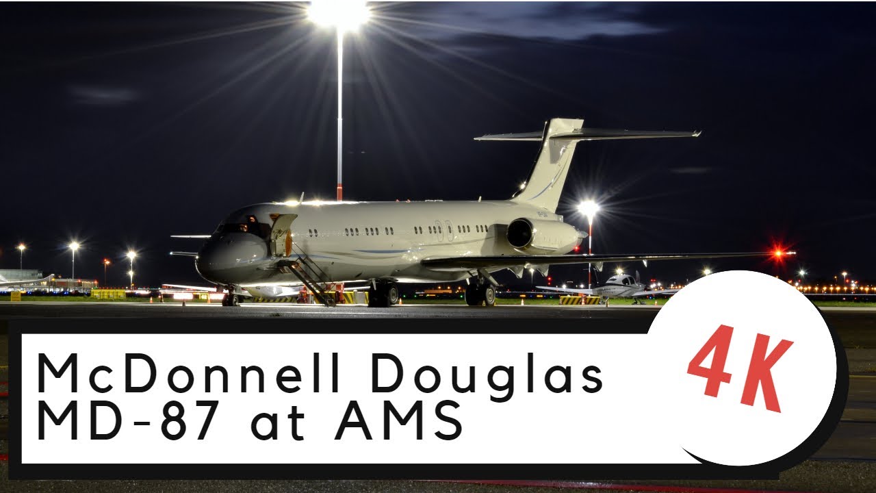 [4K] McDonnell Douglas MD-87 VP-CAA at Amsterdam Airport Schiphol taxi in at Night!