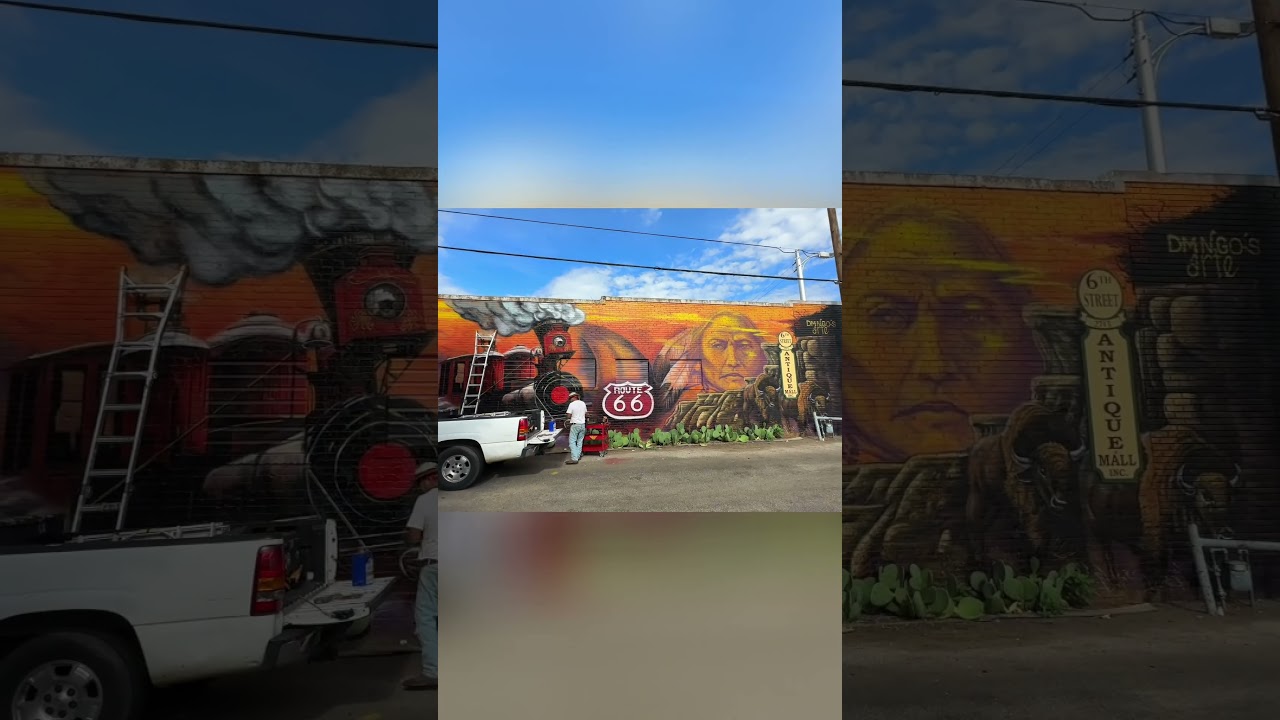 Route 66's Epic Cowboy Murals - Street Art & Texas Vibes!