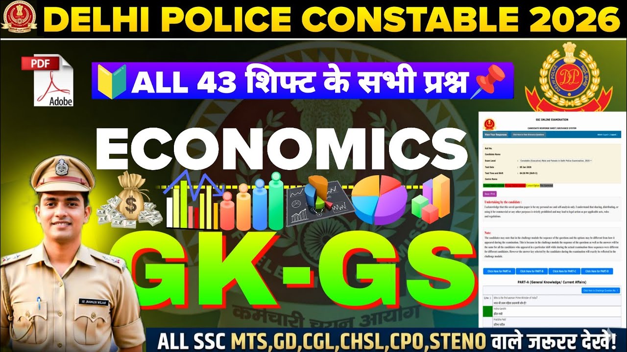 DELHI POLICE में पूछे गए सभी📊 Economics अर्थशास्त्र 🔥| Delhi Police All 43 SHIFT GK | #delhipolice