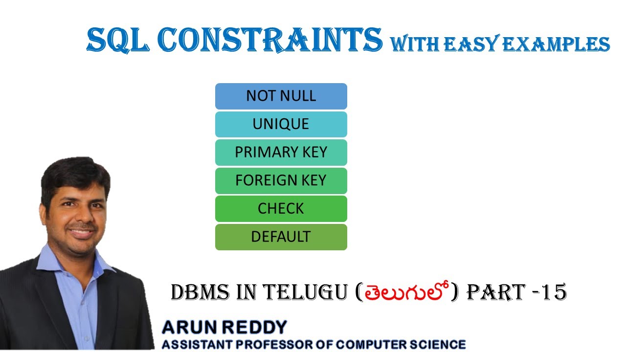 DBMS IN TELUGU PART 15 - SQL CONSTRAINTS IN TELUGU | PRIMARY KEY IN TELUGU | FORIEGN KEY IN TELUGU |
