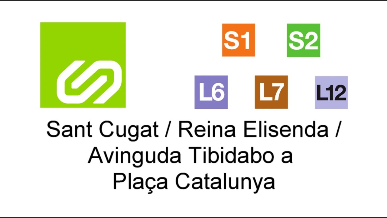 FGC estación a estación: Sant Cugat a Barcelona Plaça Catalunya S1 S2 L6 L7 L12