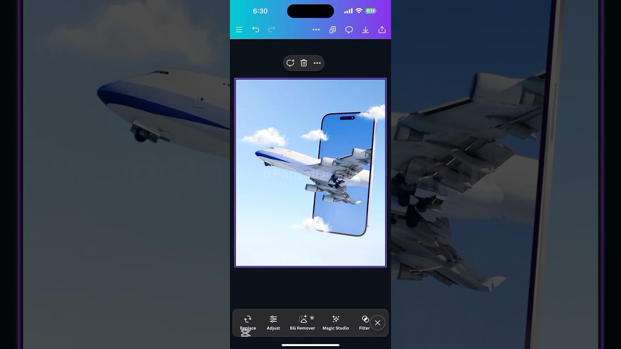 Airplane pop out from mobile frame Canva 3D design 👩&zwj;💻 #ParizatDesign #canvahacks
