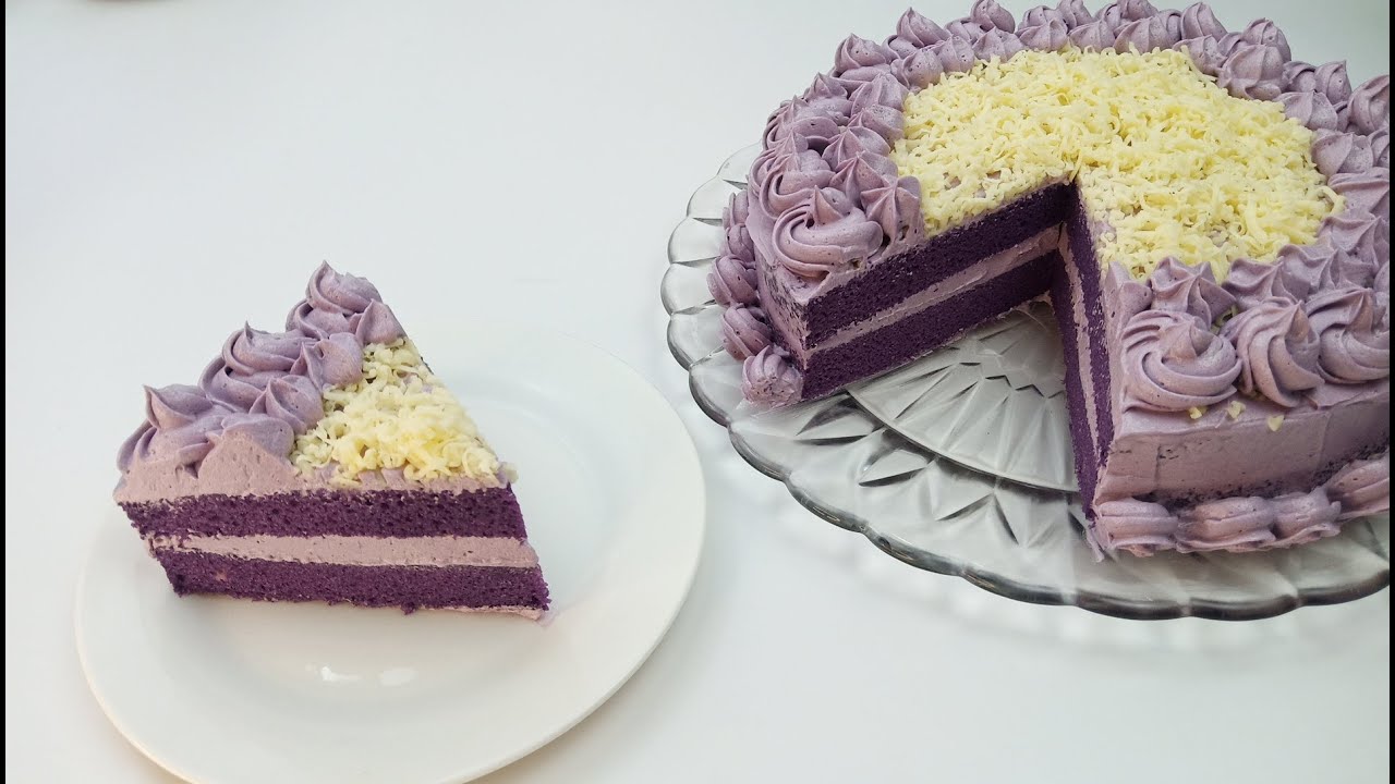 UBE CONDENSED MILK CAKE with UBE BUTTERCREAM FROSTING