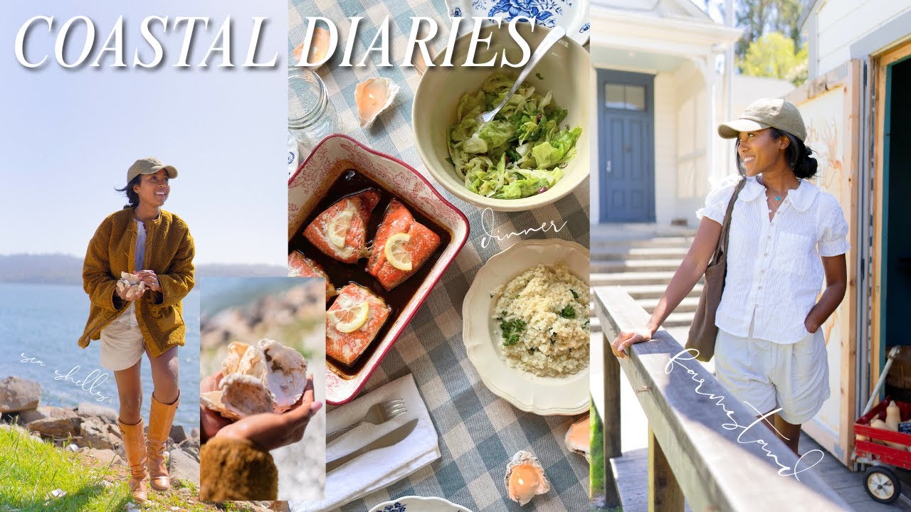 COASTAL DIARIES | farmstand visit, hosting dinner, & making seashell candles 🐚🌾🌊