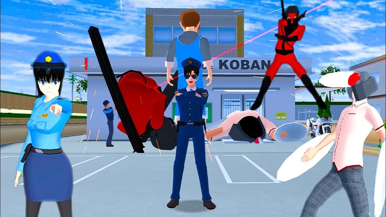 Chainsawman VS Ninja Hanzo 😱 | Polisi Genji Yuta Polisi Iyo Jadi Titan Raksasa | Sakura Lucu Komedi