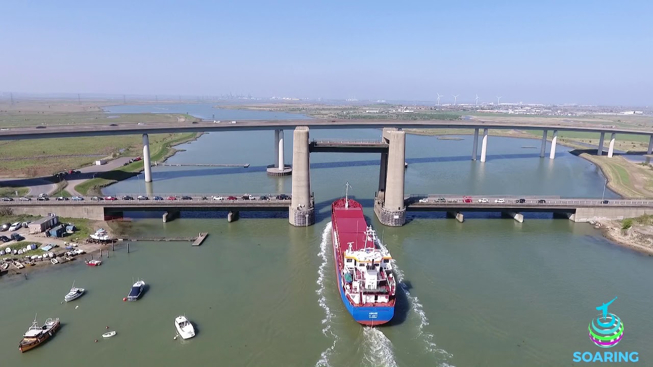 Kingsferry Bridge in operation - Kent, England