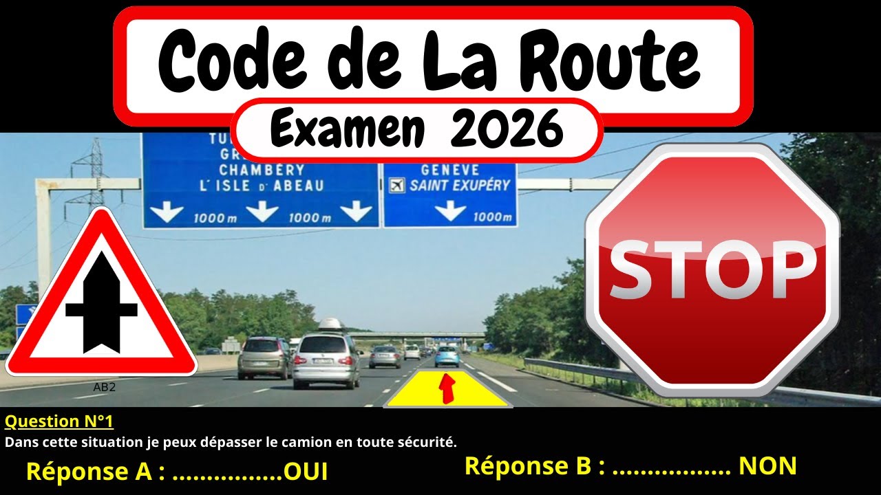 🚗 Test gratuit du code de la route 2026 📚 Complet #6