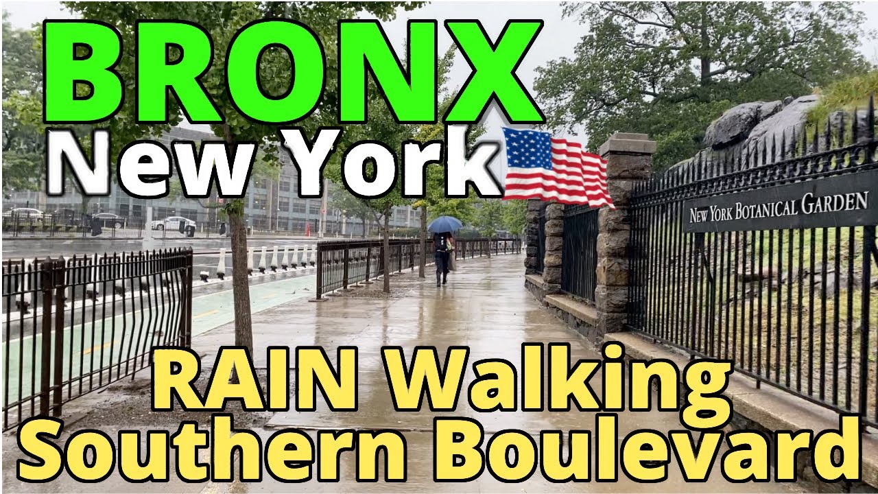 Walking The Bronx NY, Southern Boulevard in Heavy Rain