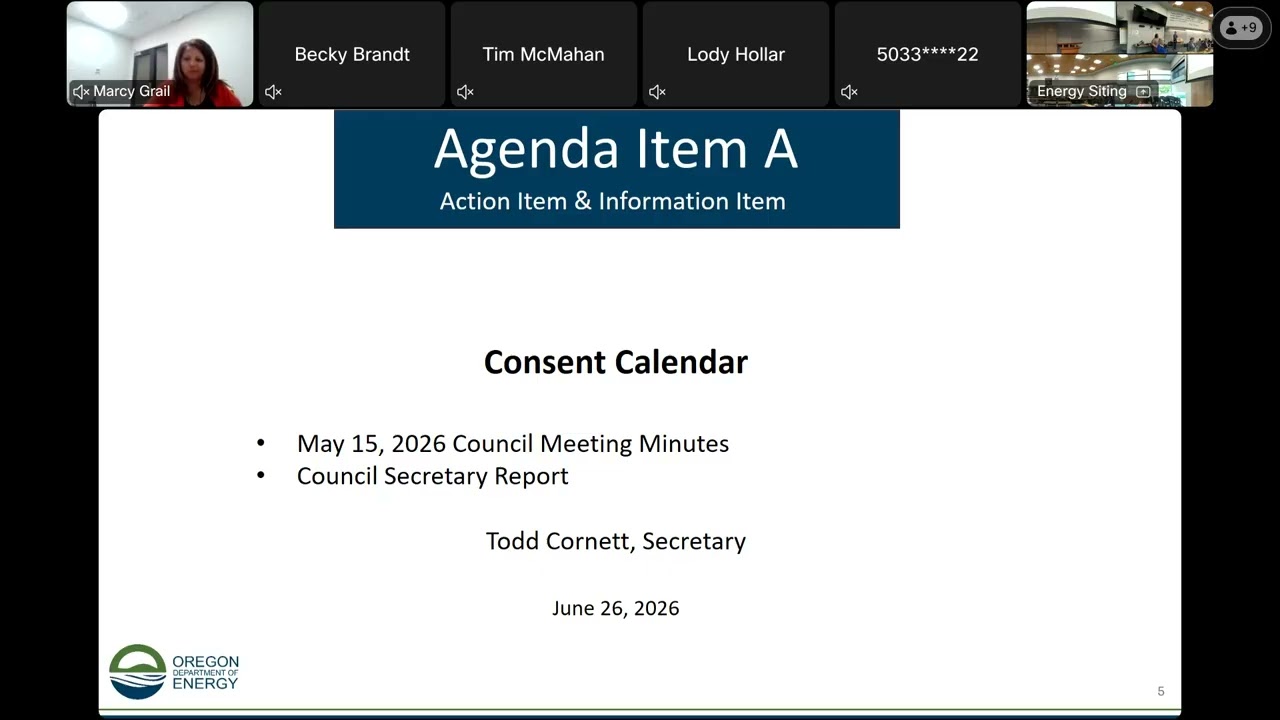 Energy Facility Siting Council Meeting | June 26, 2026