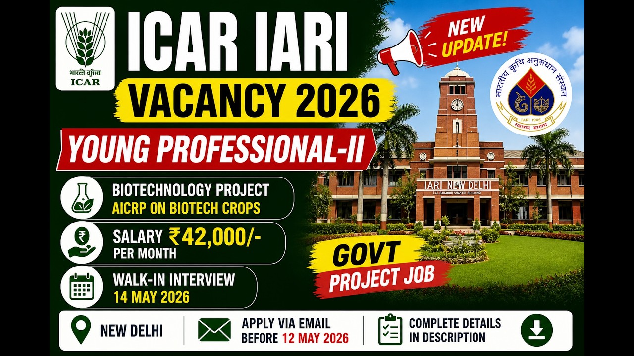 ICAR New Vacancy 2026 | ₹42,000 Salary | Young Professional-II | Apply Fast