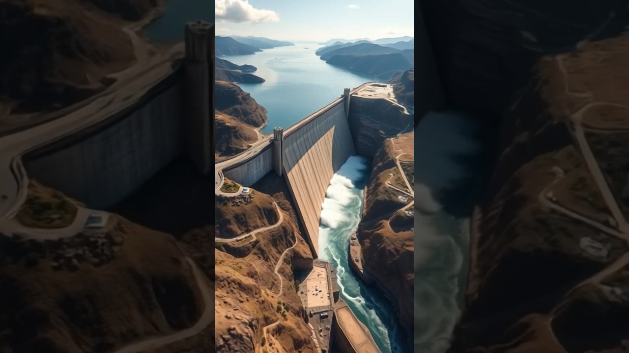 Wall of Power: Aerial View of a Mega Dam
