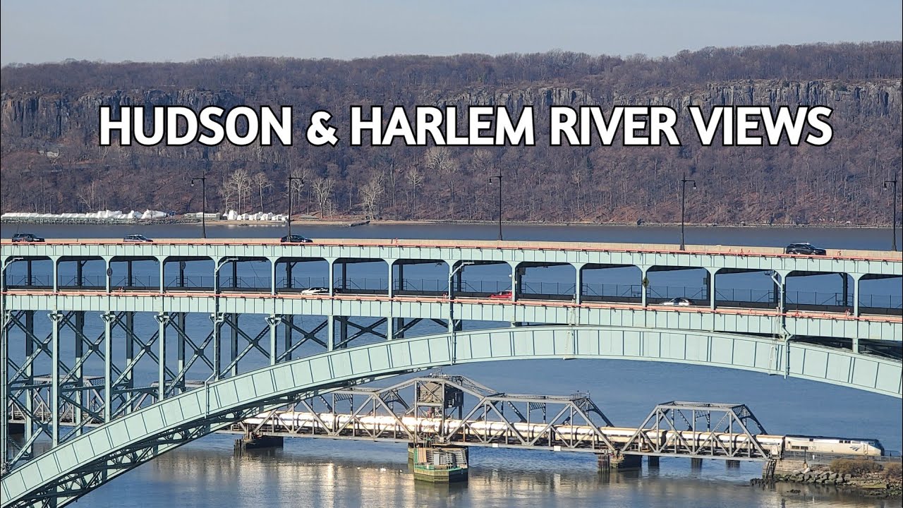 🔴 NYC CAM🚆Amtrak Along the Hudson & Harlem Rivers + City Sounds ASMR +❄️SNOW