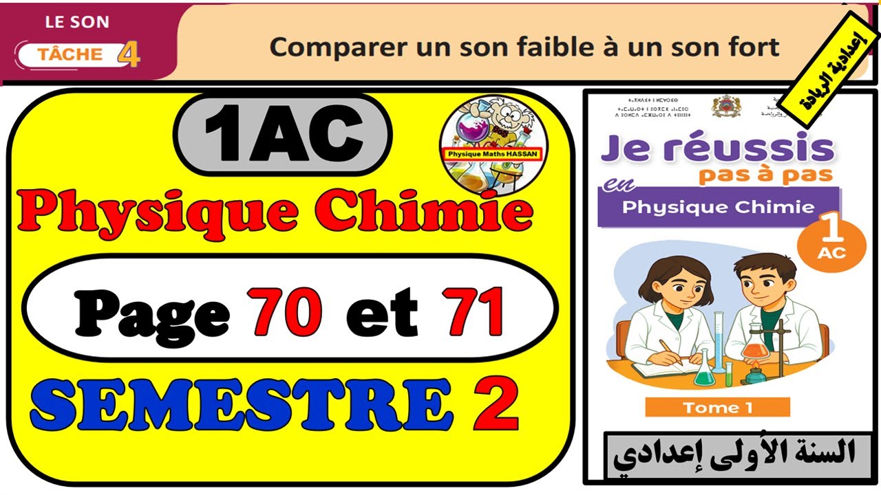 🧾Livret de l'élève ✏️Le son🔴Tâche 4✏️Physique Chimie🔷page 70 et 71 🔷 1AC