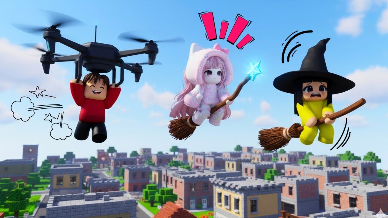 VLOG! Yuta Mio Harabi Review RUMAH BARU Warna PINK HIJAU, Keliling Kota Naik Sapu Terbang dan Drone